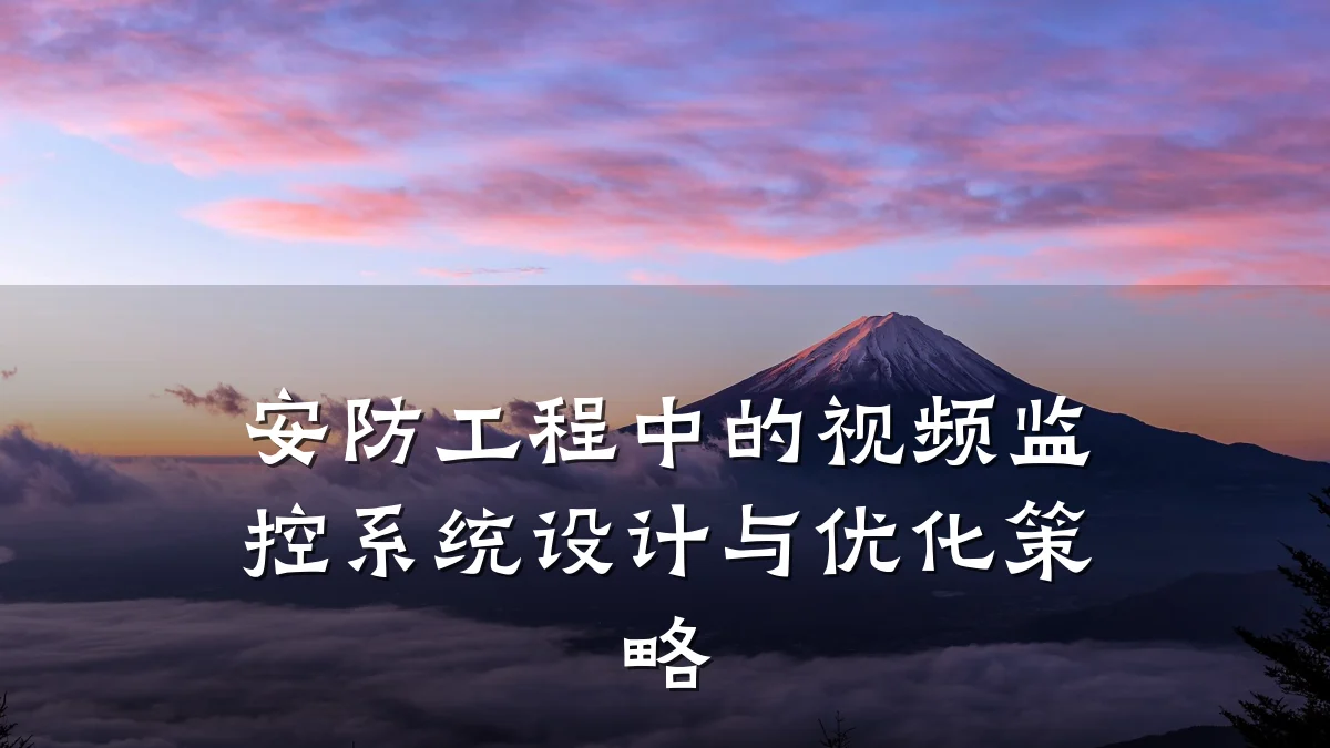 安防工程中的视频监控系统设计与优化策略