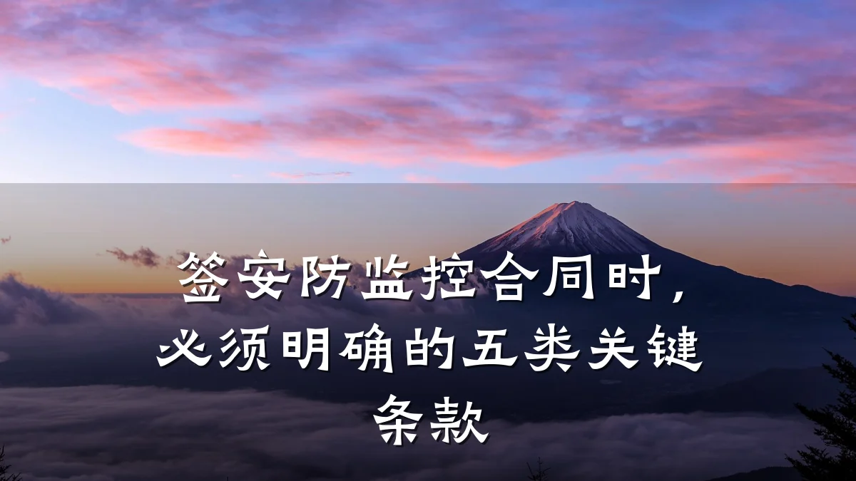 签安防监控合同时,必须明确的五类关键条款