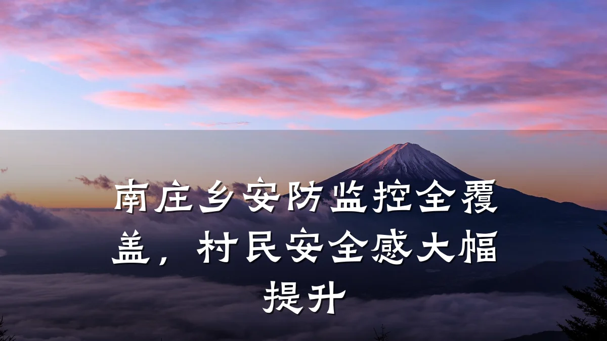 南庄乡安防监控全覆盖,村民安全感大幅提升