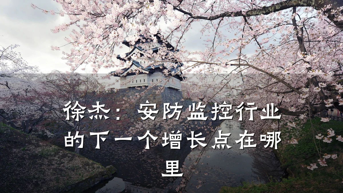 徐杰:安防监控行业的下一个增长点在哪里