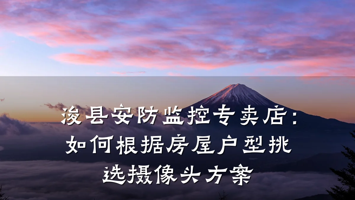 浚县安防监控专卖店:如何根据房屋户型挑选摄像头方案