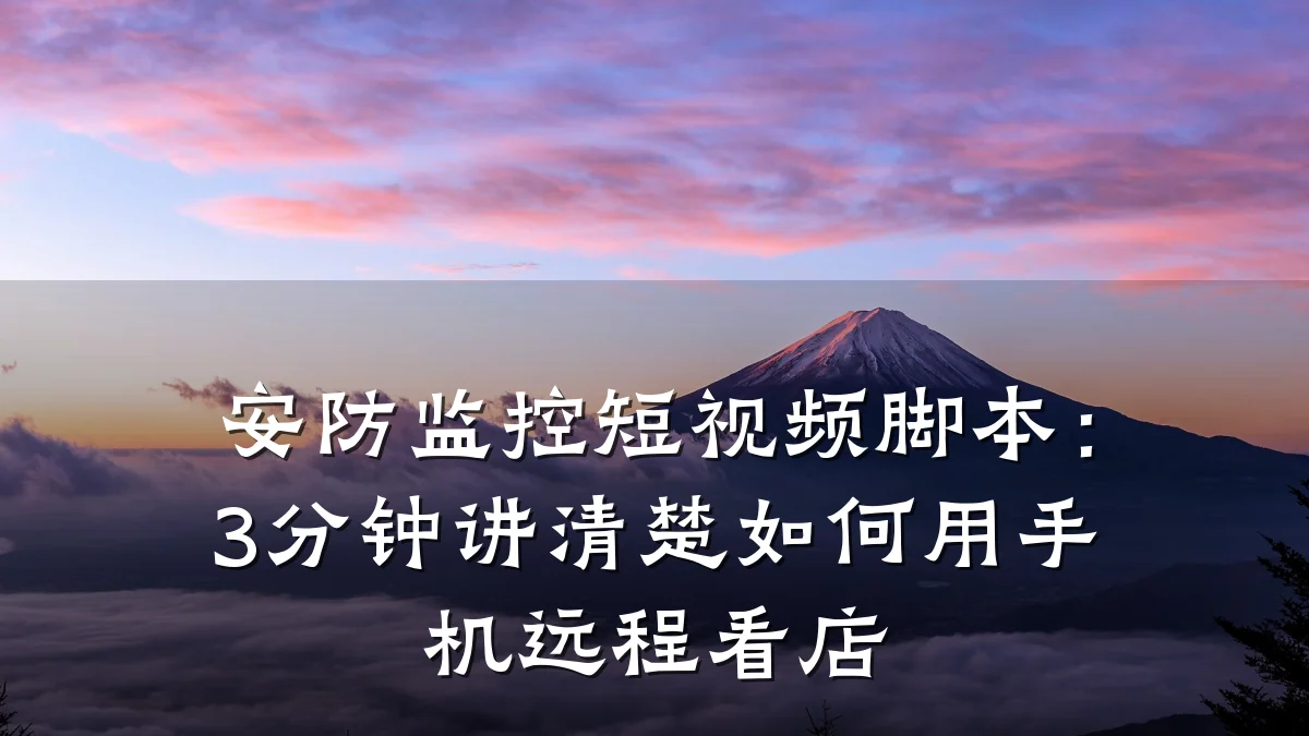 安防监控短视频脚本:3分钟讲清楚如何用手机远程看店
