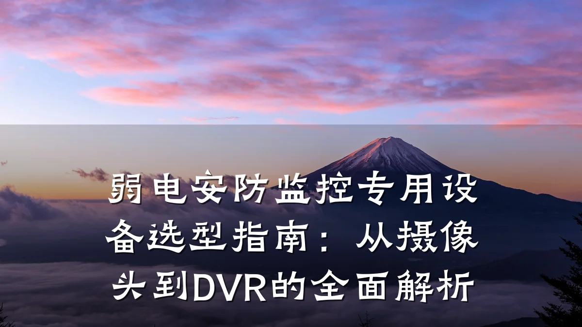 弱电安防监控专用设备选型指南:从摄像头到DVR的全面解析