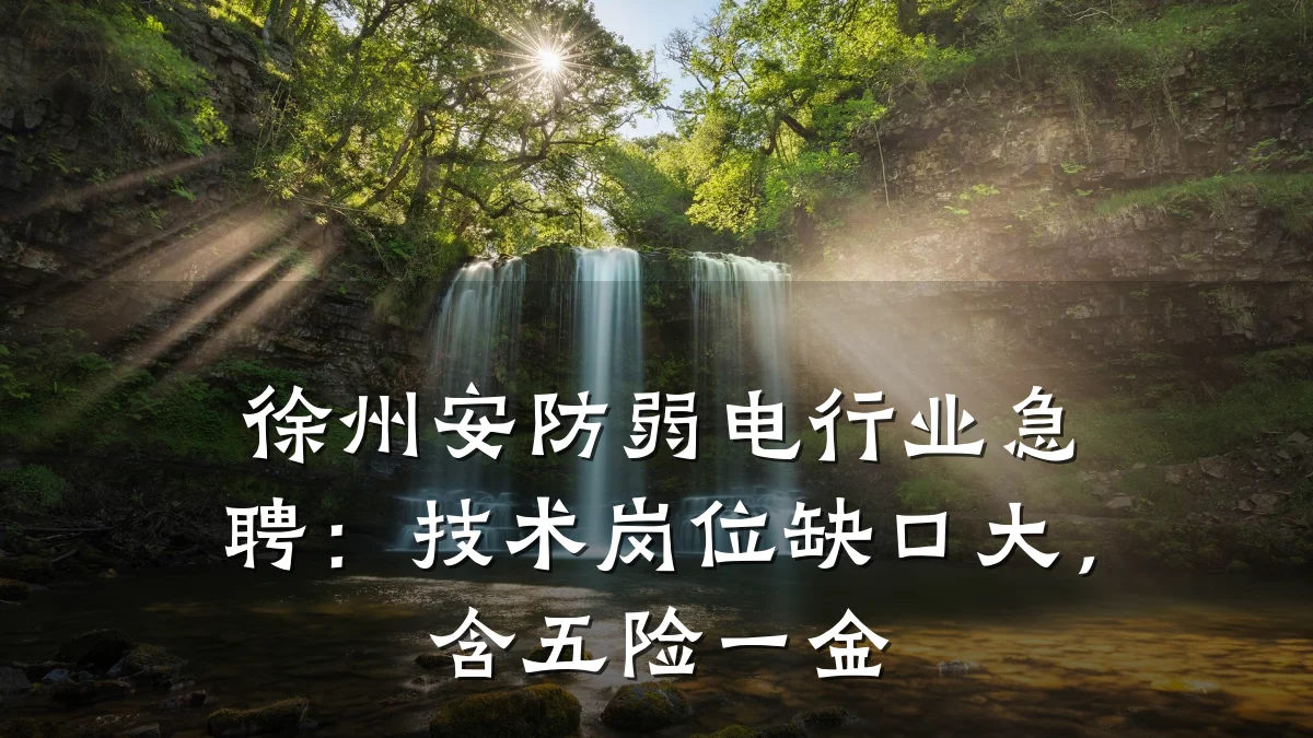 徐州安防弱电行业急聘:技术岗位缺口大,含五险一金