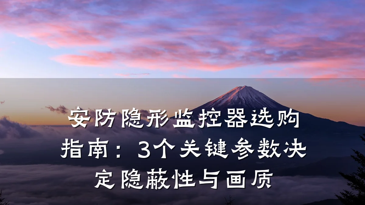 安防隐形监控器选购指南:3个关键参数决定隐蔽性与画质