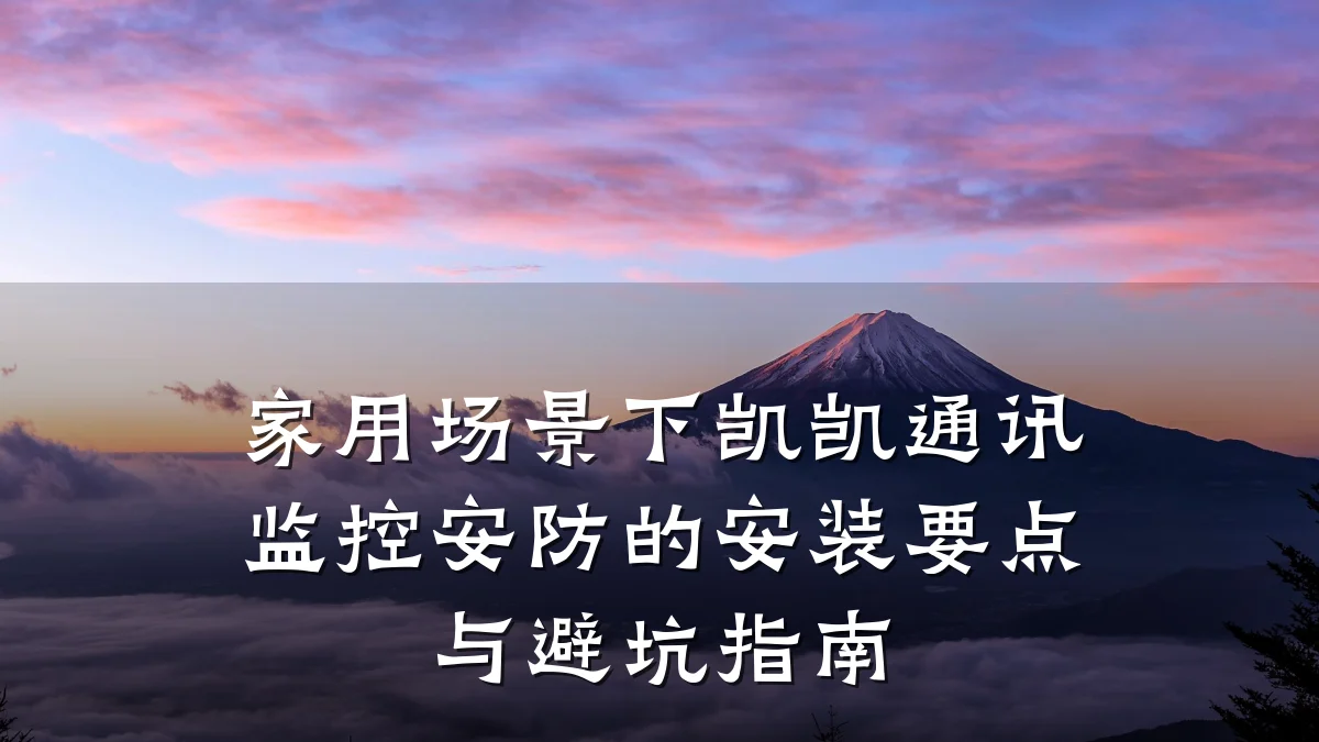 家用场景下凯凯通讯监控安防的安装要点与避坑指南