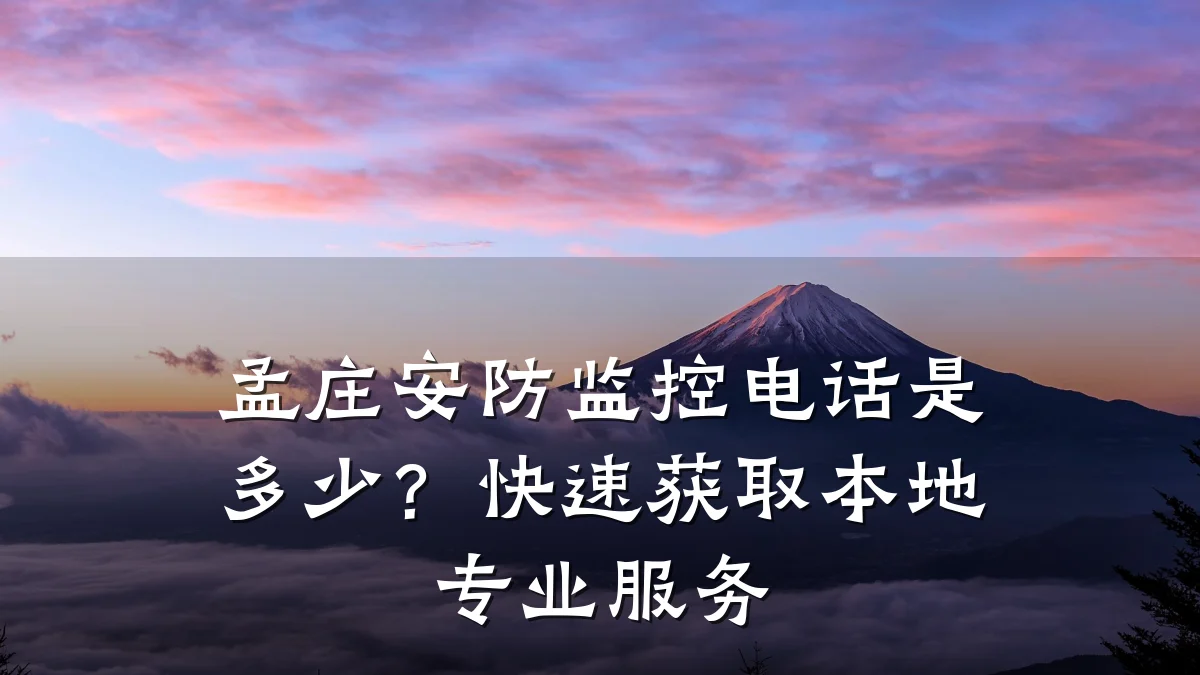孟庄安防监控电话是多少?快速获取本地专业服务