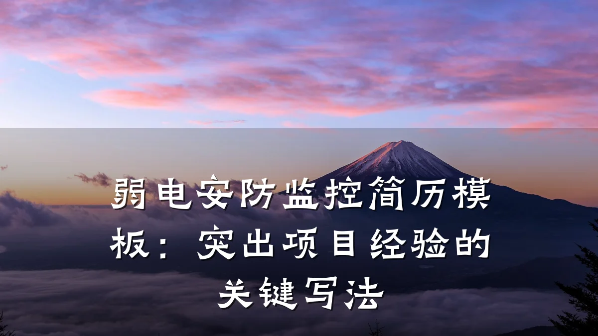 弱电安防监控简历模板：突出项目经验的关键写法