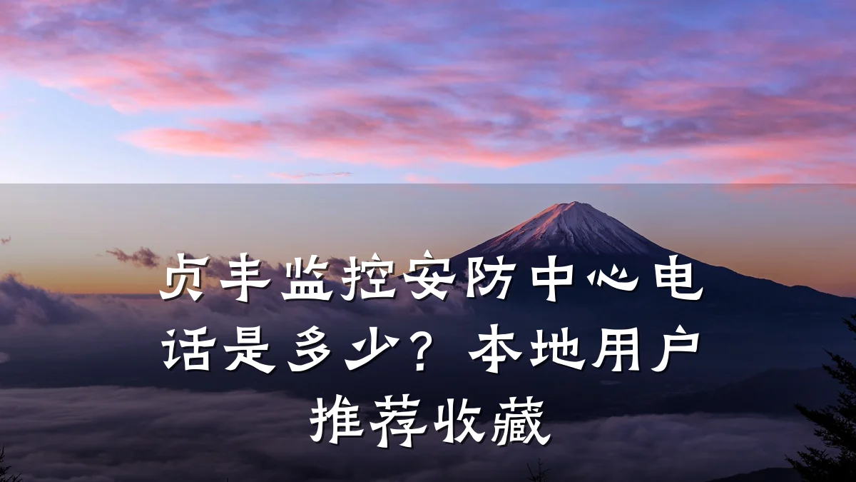 贞丰监控安防中心电话是多少?本地用户推荐收藏
