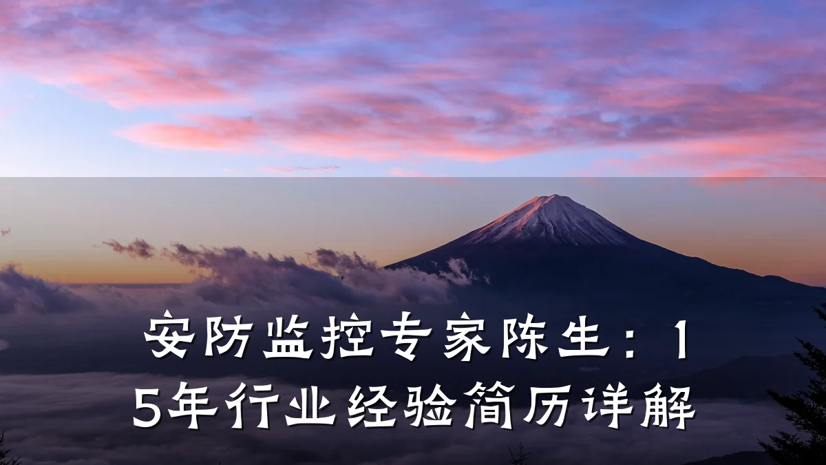 安防监控专家陈生：15年行业经验简历详解