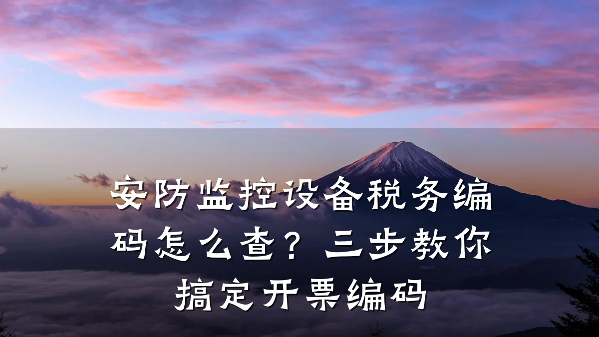 安防监控设备税务编码怎么查?三步教你搞定开票编码
