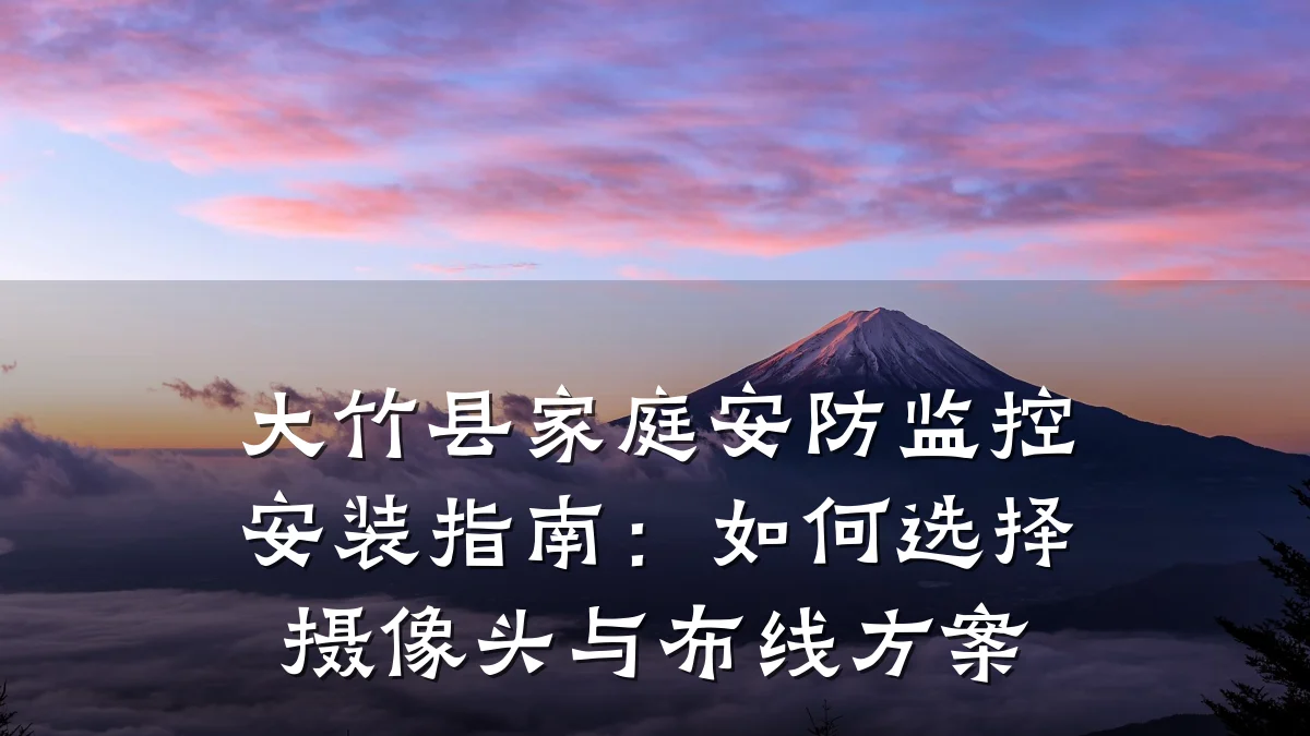 大竹县家庭安防监控安装指南:如何选择摄像头与布线方案