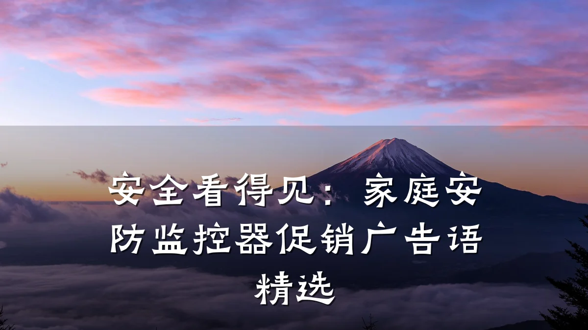 安全看得见：家庭安防监控器促销广告语精选