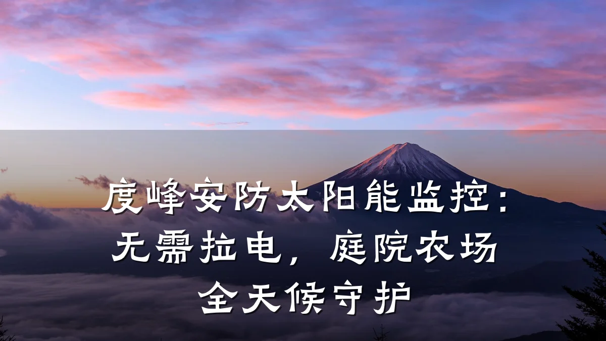 度峰安防太阳能监控:无需拉电,庭院农场全天候守护