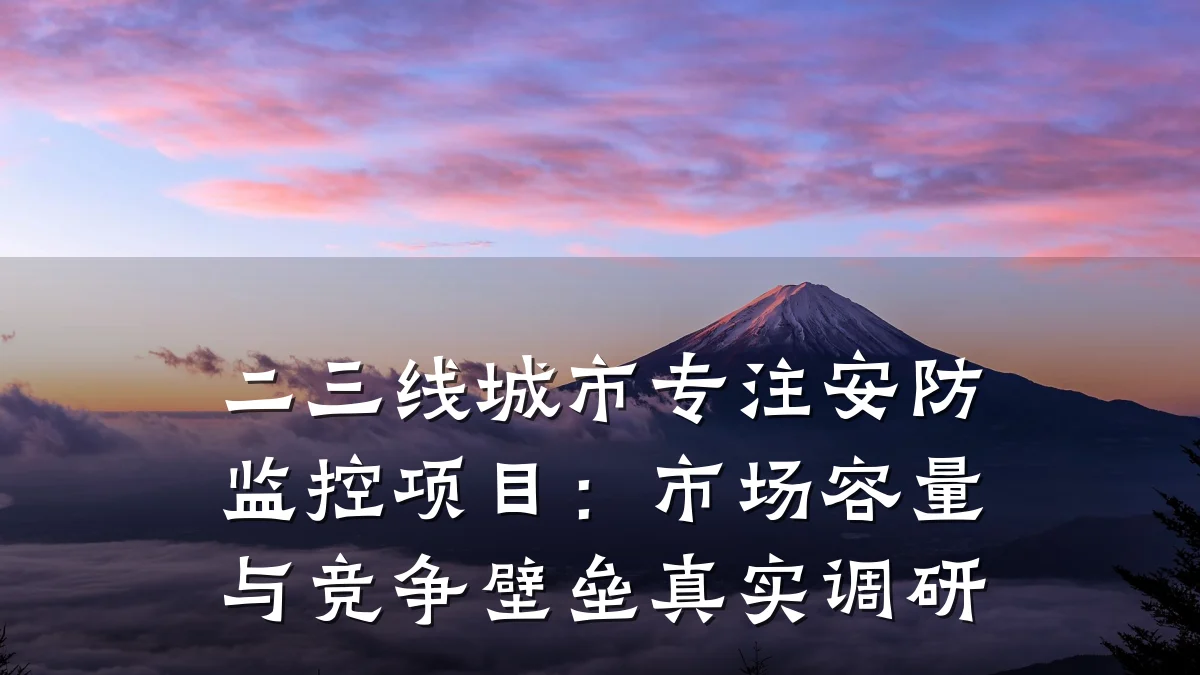 二三线城市专注安防监控项目:市场容量与竞争壁垒真实调研
