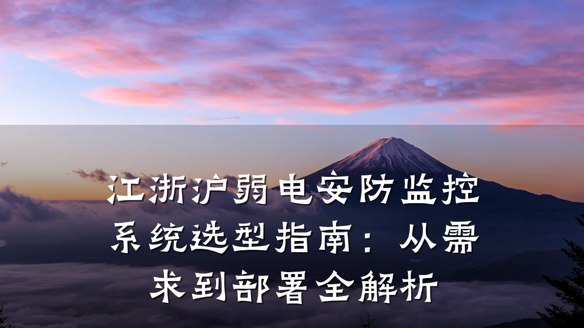 江浙沪弱电安防监控系统选型指南:从需求到部署全解析