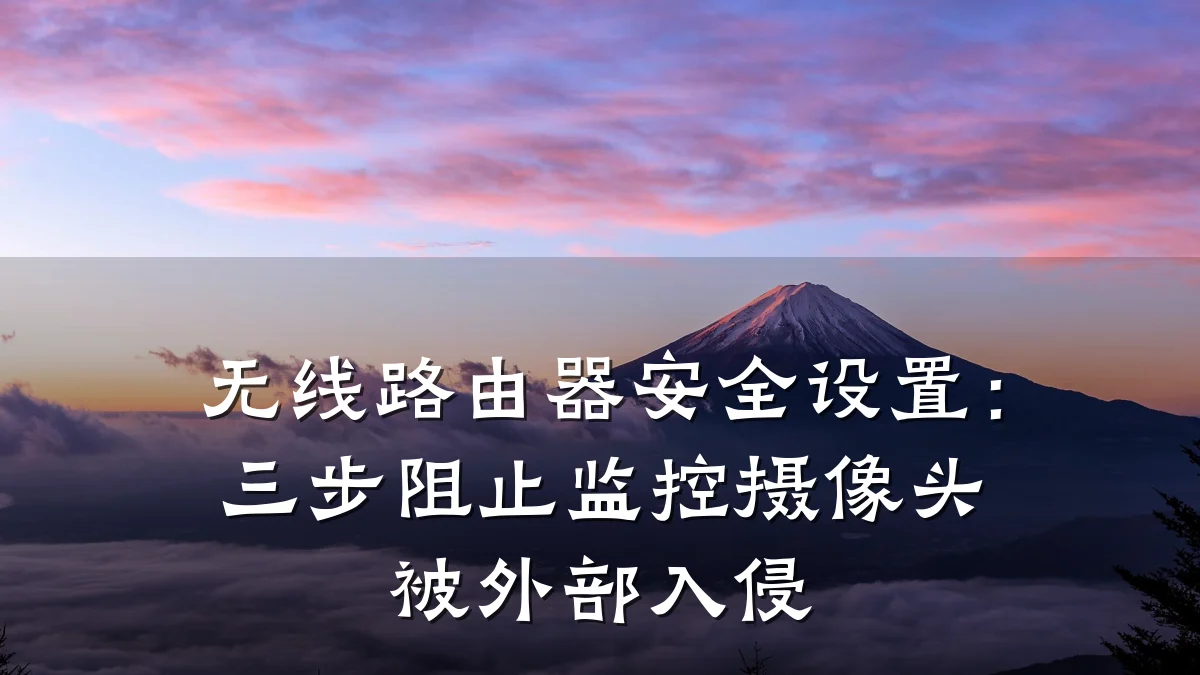 无线路由器安全设置:三步阻止监控摄像头被外部入侵